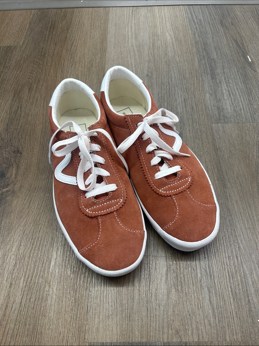 Women’s Rust Suede Lace-Up Sneakers - White Accents